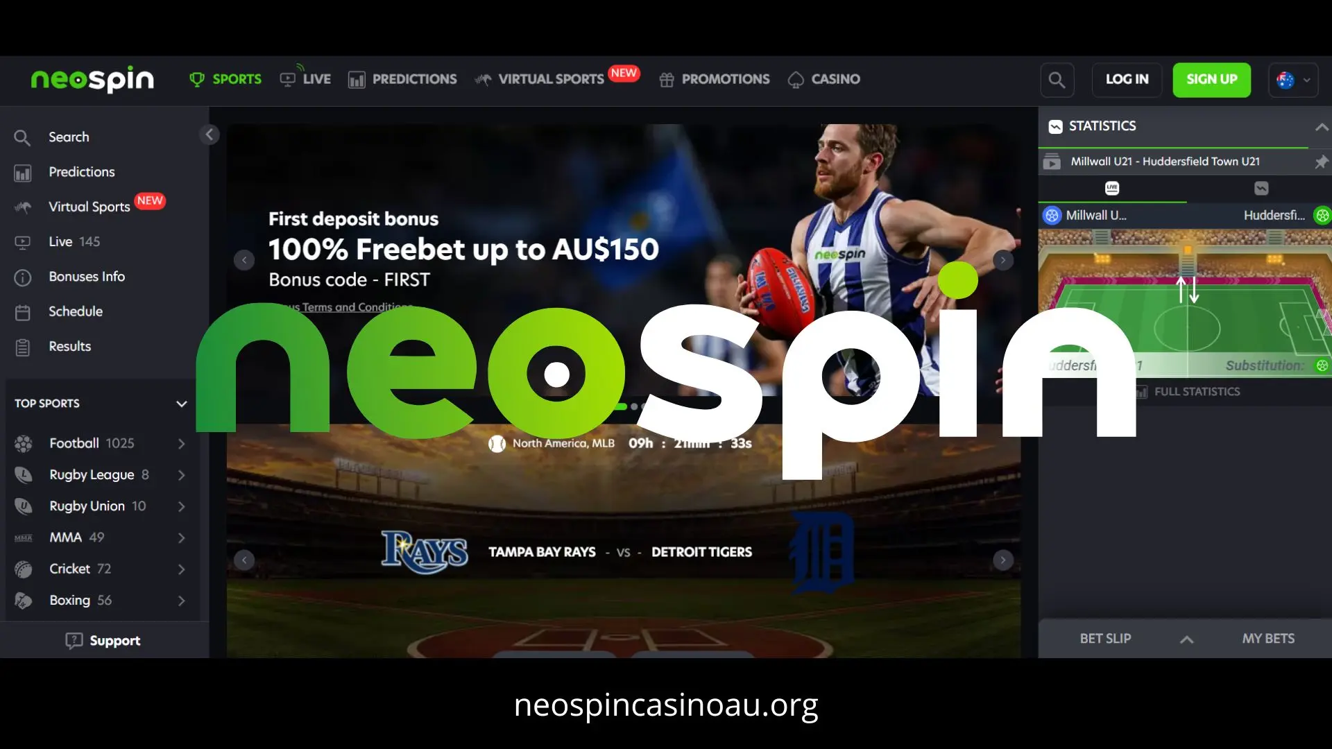 Neospin sports betting and sportsbook interface