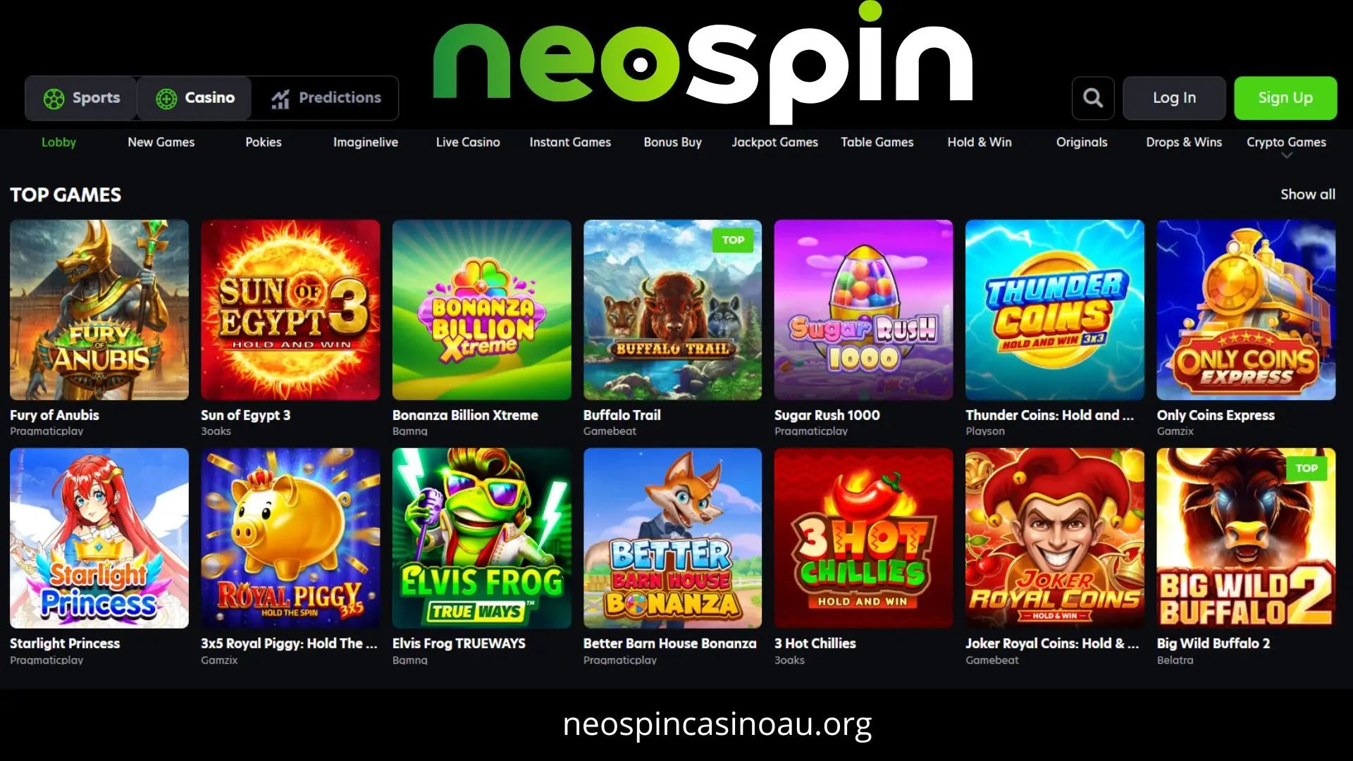 Neospin Casino top games and online slots